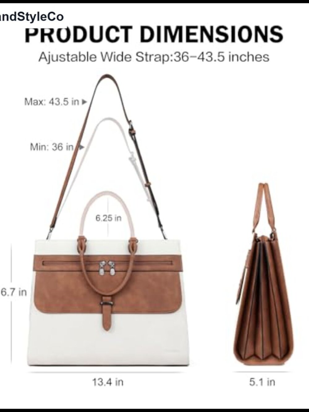 Women's Leather Briefcase Laptop Bag Work Tote with Wallet 15.6 - Picture 5 of 6